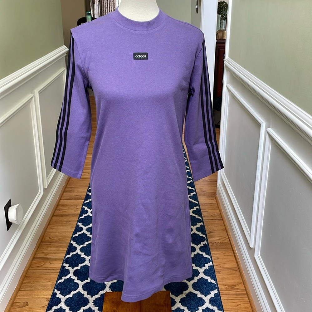 NWT • Adidas • Three Stripes Round Neck Dress